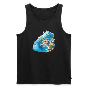 Malerische Amalfiküste - Männer Premium Bio Tank Top - Schwarz - Vorne - Michal (187cm)