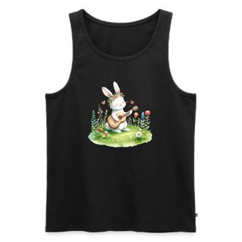 Hase spielt Gitarre auf der Wiese - Männer Premium Bio Tank Top - Schwarz - Vorne - Michal (187cm)