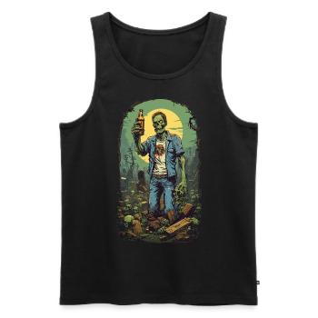 Lustiges Halloween Zombie Bier Retro Party Design - Männer Premium Bio Tank Top - Schwarz - Vorne - Michal (187cm)