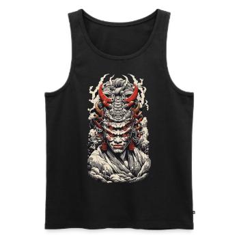 Japanischer Oni Dämon Vintage Streetwear Design - Männer Premium Bio Tank Top - Schwarz - Vorne - Michal (187cm)