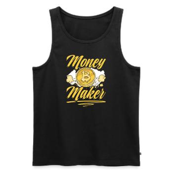Crypto Chic: Money Maker Bitcoin - Men's Premium Organic Tank Top - black - Front - AI Model Male 178 light (178cm)