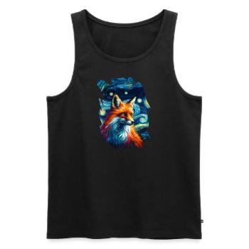 Fuchs im Kunststil / Stil von Van Gogh - Männer Premium Bio Tank Top - Schwarz - Vorne - AI Model Male 178 light (178cm)