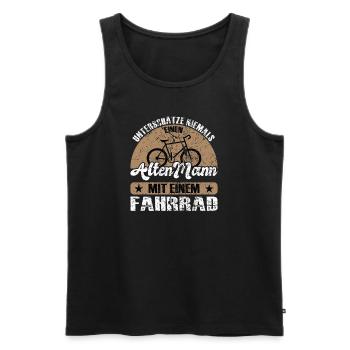 Unterschätze niemals einen alten Mann mit Fahrrad - Männer Premium Bio Tank Top - Schwarz - Vorne - AI Model Male 178 light (178cm)
