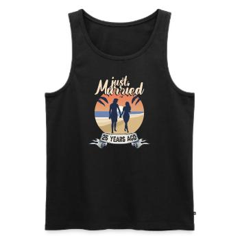 just, married, years, ago, mÃ¤nner, frauen, silber - Männer Premium Bio Tank Top - Schwarz - Vorne - Michal (187cm)