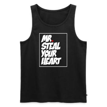 Mr steal your Heart - Saint Valentin - Débardeur bio Premium Homme - noir - Devant - Michal (187cm)