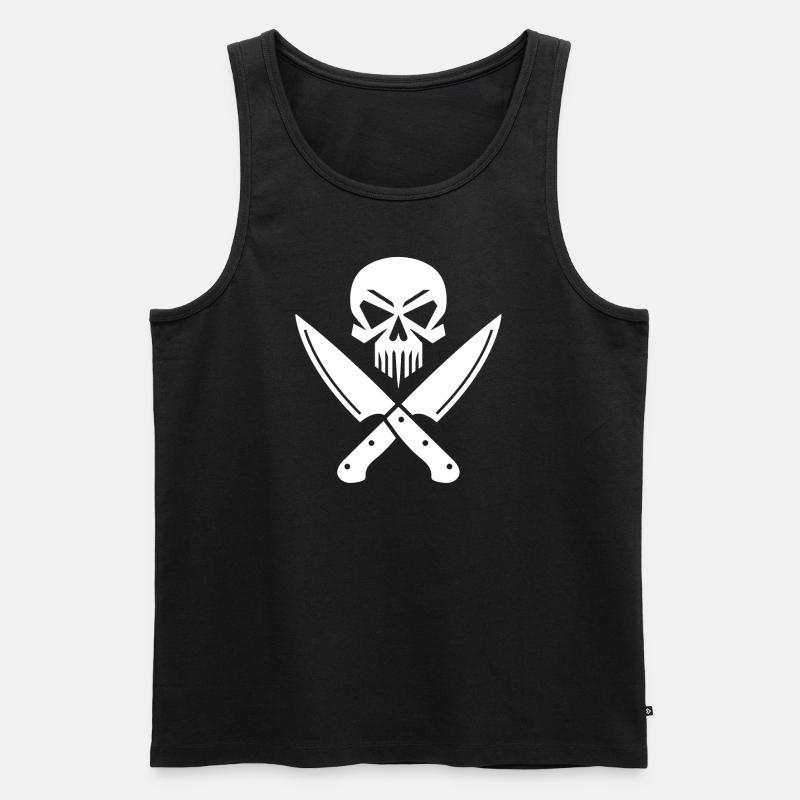 Totenkopf Messer - Männer Premium Bio Tank Top - Schwarz