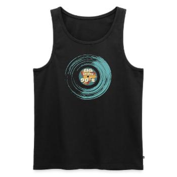 Back to the 90's vinyl record - Men's Premium Organic Tank Top - black - Front - AI Model Male 178 light (178cm)
