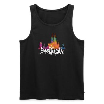 Barcelona Skyline Graffiti Lettering - Men's Premium Organic Tank Top - black - Front - AI Model Male 178 light (178cm)