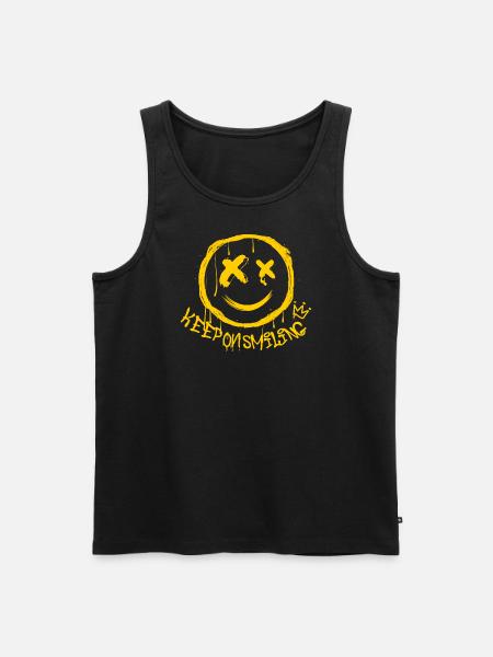 Graffiti emoticon keep on smiling - Männer Premium Bio Tank Top - Schwarz