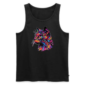 Chat - Débardeur bio Premium Homme - noir - Devant - Michal (187cm)