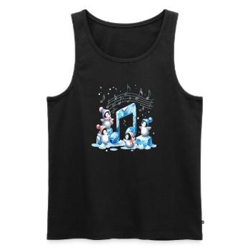 Pingouins jouant avec des notes de musique de glace - Débardeur bio Premium Homme - noir - Devant - Michal (187cm)