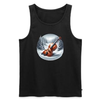 Geige in winterlicher Schneelandschaft - Männer Premium Bio Tank Top - Schwarz - Vorne - AI Model Male 178 light (178cm)