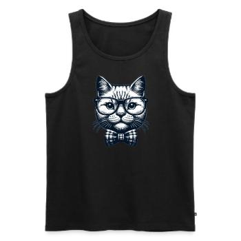 Hipster Style Pet Portrait with Glasses and Fly - Men's Premium Organic Tank Top - black - Front - AI Model Male 178 light (178cm)