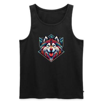 Chien Husky Sibérien - Débardeur bio Premium Homme - noir - Devant - AI Model Male 178 light (178cm)