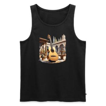 Classical guitar in the Spanish courtyard - Men's Premium Organic Tank Top - black - Front - Michal (187cm)