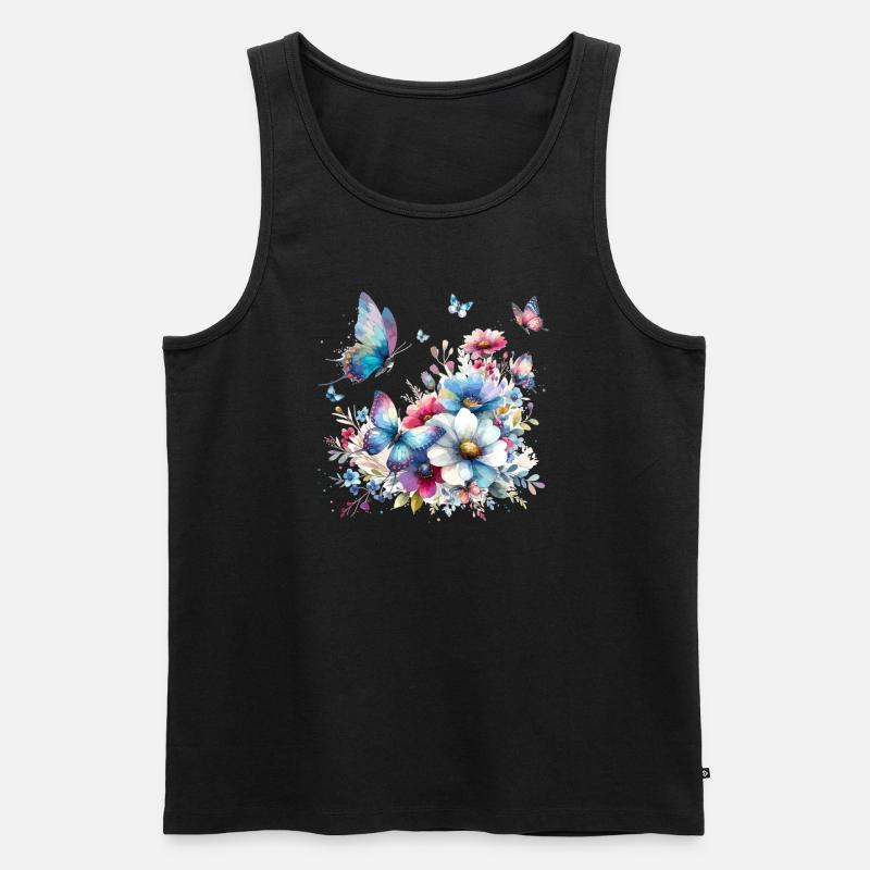 Schmetterlingsgarten - Männer Premium Bio Tank Top - Schwarz
