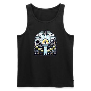 Pixel Art de jeu vidéo rétro - Débardeur bio Premium Homme - noir - Devant - Michal (187cm)