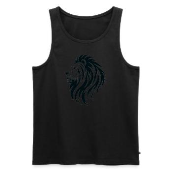 Profil de lion minimaliste - Débardeur bio Premium Homme - noir - Devant - Michal (187cm)