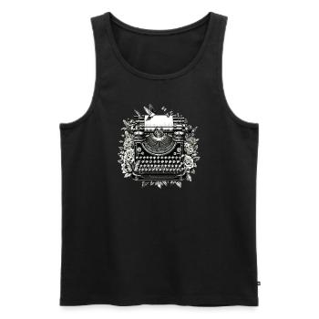 Machine à écrire vintage avec des fleurs - Débardeur bio Premium Homme - noir - Devant - Michal (187cm)