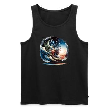 Nature and Space - Men's Premium Organic Tank Top - black - Front - AI Model Male 178 light (178cm)