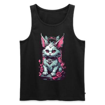 Gothique Pastel Chat Esthétique Streetwear - Débardeur bio Premium Homme - noir - Devant - Michal (187cm)