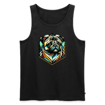 Mops Hund - Männer Premium Bio Tank Top - Schwarz - Vorne - Michal (187cm)