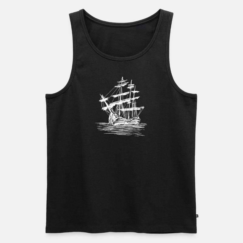 Segelschiff Skizze - Männer Premium Bio Tank Top - Schwarz