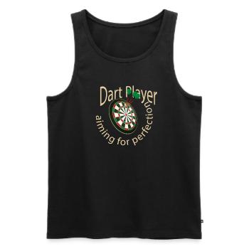 Dartspieler T-Shirt, Zielen auf Perfektion. - Männer Premium Bio Tank Top - Schwarz - Vorne - Michal (187cm)