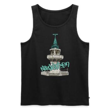 Kriegerbrunnen // Nördlingen // Illustration - Männer Premium Bio Tank Top - Schwarz - Vorne - AI Model Male 178 light (178cm)