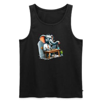 Büroelefant in Aktion - Männer Premium Bio Tank Top - Schwarz - Vorne - AI Model Male 178 light (178cm)