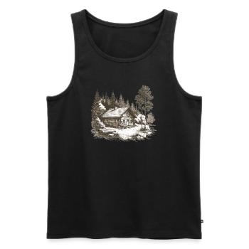 Cabin in the woods - Men's Premium Organic Tank Top - black - Front - AI Model Male 178 light (178cm)