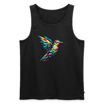 Colibri dans la représentation polygonale - Débardeur bio Premium Homme - noir - Devant - AI Model Male 178 light (178cm)