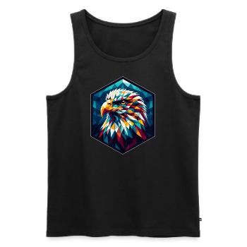 White-tailed eagle in polygon representation - Men's Premium Organic Tank Top - black - Front - AI Model Male 178 light (178cm)