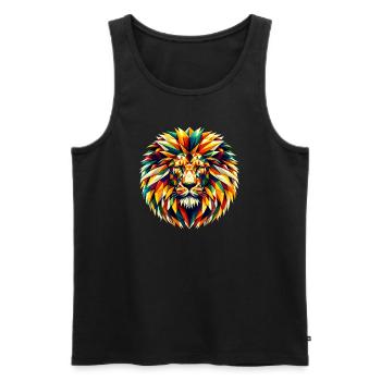 Lion in polygon illustration - Men's Premium Organic Tank Top - black - Front - AI Model Male 178 light (178cm)