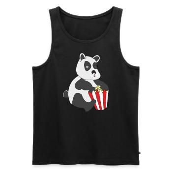 Panda mit Popcorn - Männer Premium Bio Tank Top - Schwarz - Vorne - Michal (187cm)