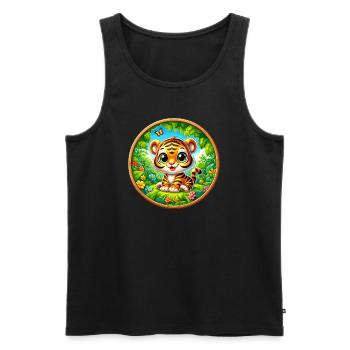 Tiger, Baby Tiger - Men's Premium Organic Tank Top - black - Front - Michal (187cm)