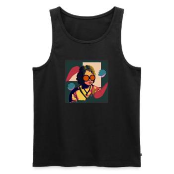 Psychedelic Groove: 70s Vibes - Men's Premium Organic Tank Top - black - Front - AI Model Male 178 light (178cm)