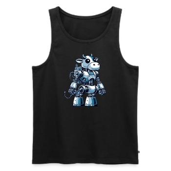 Kuh Roboter, Roboter-Kuh - Männer Premium Bio Tank Top - Schwarz - Vorne - AI Model Male 178 light (178cm)