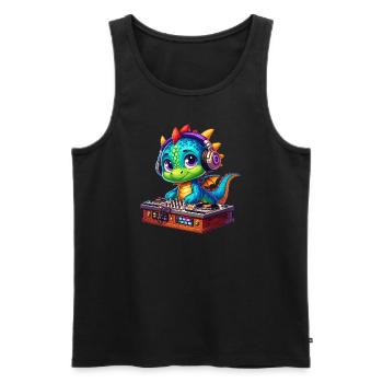Drache DJ, Discjockey, Diskjockey oder Disk Jockey - Männer Premium Bio Tank Top - Schwarz - Vorne - AI Model Male 178 light (178cm)