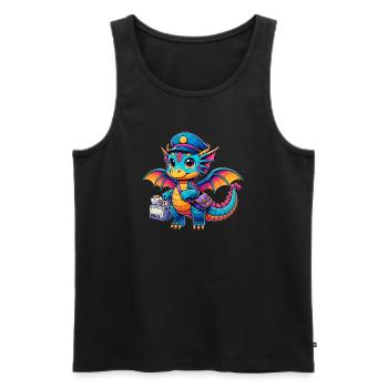 Drache Postbote, Drachenpostbote, Briefträger - Männer Premium Bio Tank Top - Schwarz - Vorne - Michal (187cm)