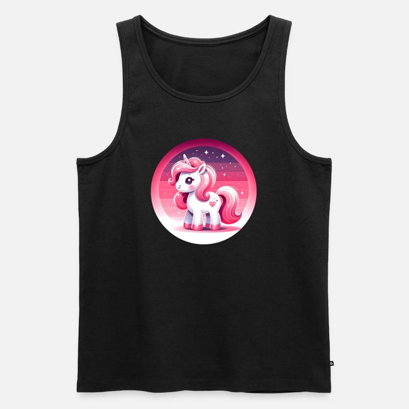Einhorn in rosa Comicstyle - Männer Premium Bio Tank Top - Schwarz