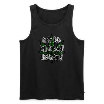 Cannabis In der Ruhe liegt die Kraft! Und im Gras! - Männer Premium Bio Tank Top - Schwarz - Vorne - AI Model Male 178 light (178cm)