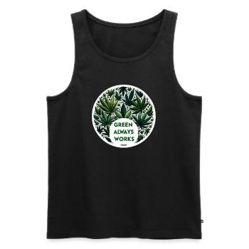 Hanf, Cannabis, Babak, Green Always Works - Männer Premium Bio Tank Top - Schwarz - Vorne - AI Model Male 178 light (178cm)