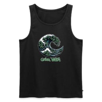Hanf, Cannabis, Gras, Babak, Bobaz, Green Wave - Männer Premium Bio Tank Top - Schwarz - Vorne - Michal (187cm)