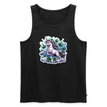 Licorne sous la pluie de feuilles de chanvre - Débardeur bio Premium Homme - noir - Devant - Michal (187cm)