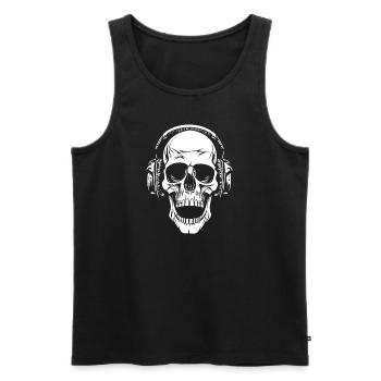 Skull with headphones - Men's Premium Organic Tank Top - black - Front - Michal (187cm)