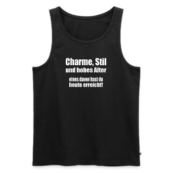 Charme, Stil und hohes Alter... - Männer Premium Bio Tank Top - Schwarz - Vorne - Michal (187cm)