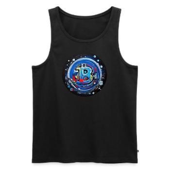 bitcoin abstract blue - Männer Premium Bio Tank Top - Schwarz - Vorne - Michal (187cm)