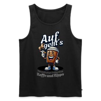 Auf geht´s Bauarbeiter Frühstück Kaffee und Kippe - Männer Premium Bio Tank Top - Schwarz - Vorne - AI Model Male 178 light (178cm)