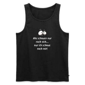 Alle schauen nur nach sich... - Männer Premium Bio Tank Top - Schwarz - Vorne - Michal (187cm)